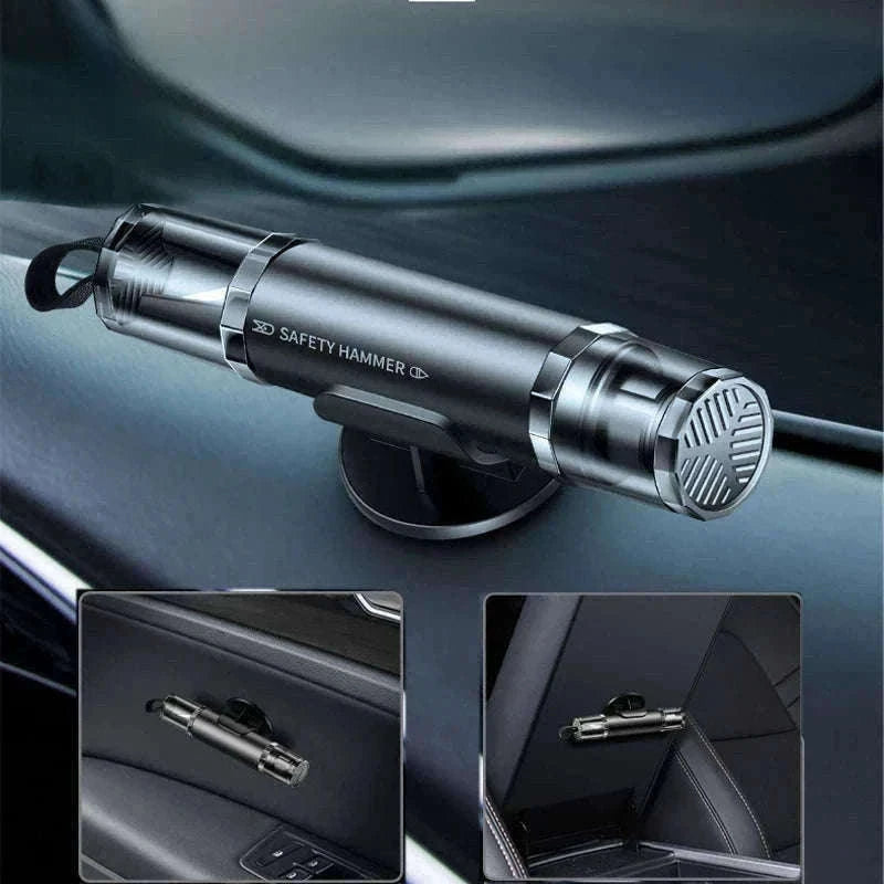 2-in-1 Car Emergency Window Breaker and Seat Belt Cutter with Base-Red