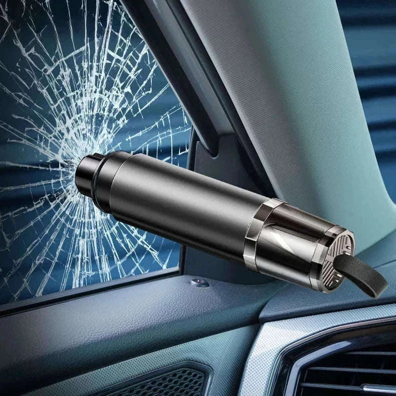 2-in-1 Car Emergency Window Breaker and Seat Belt Cutter with Base-Red