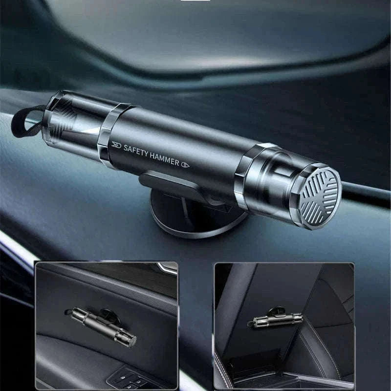 2-in-1 Car Emergency Window Breaker and Seat Belt Cutter with Base-Red