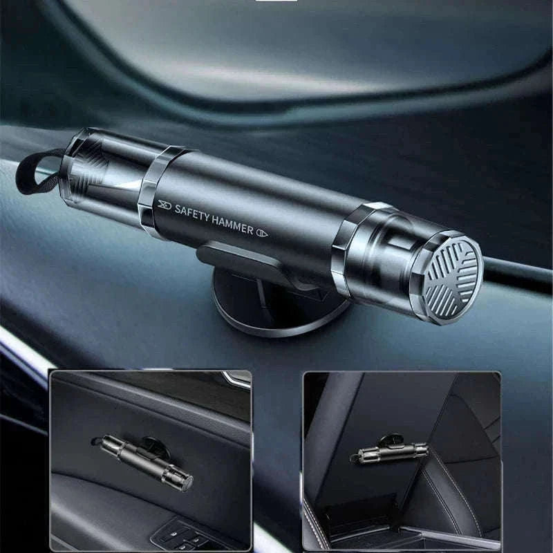 2-in-1 Car Emergency Window Breaker and Seat Belt Cutter with Base-Red