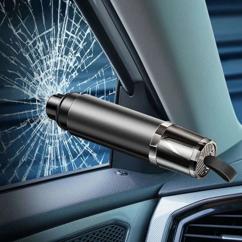 2-in-1 Car Emergency Window Breaker and Seat Belt Cutter with Base-Red