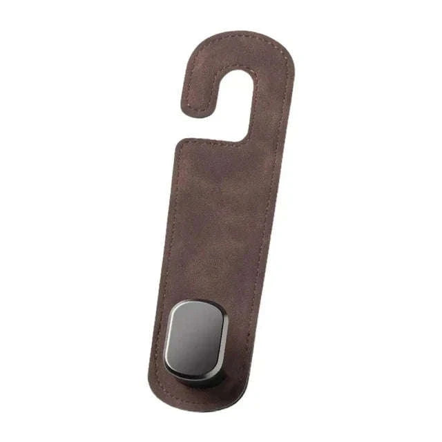 2-in-1 Car Headrest Hook with Premium Leather Design-Black
