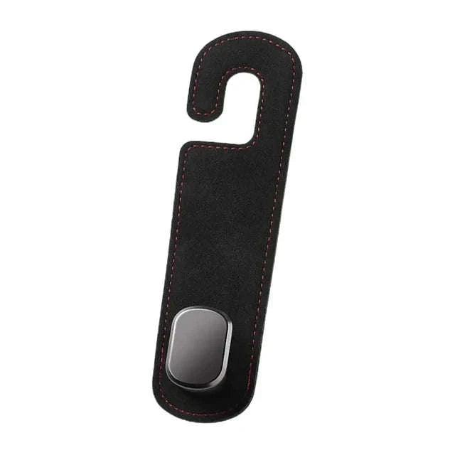 2-in-1 Car Headrest Hook with Premium Leather Design-Black