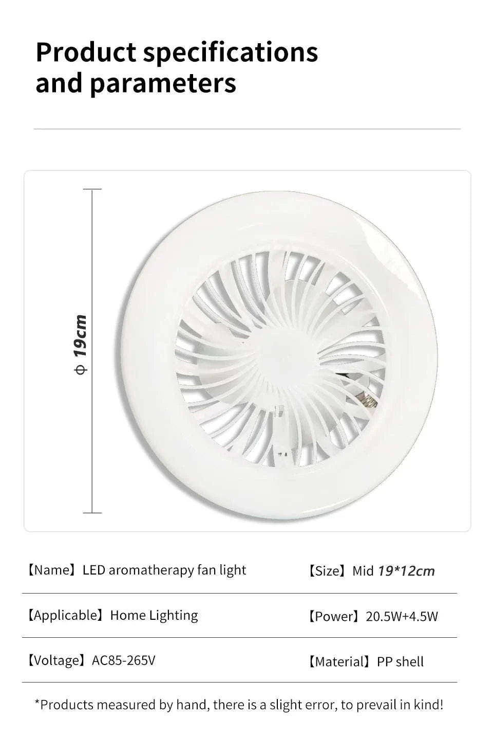 2-in-1 Ceiling Fan Lamp with Adjustable Speeds and Dimmable LED-L0693-19CM-U