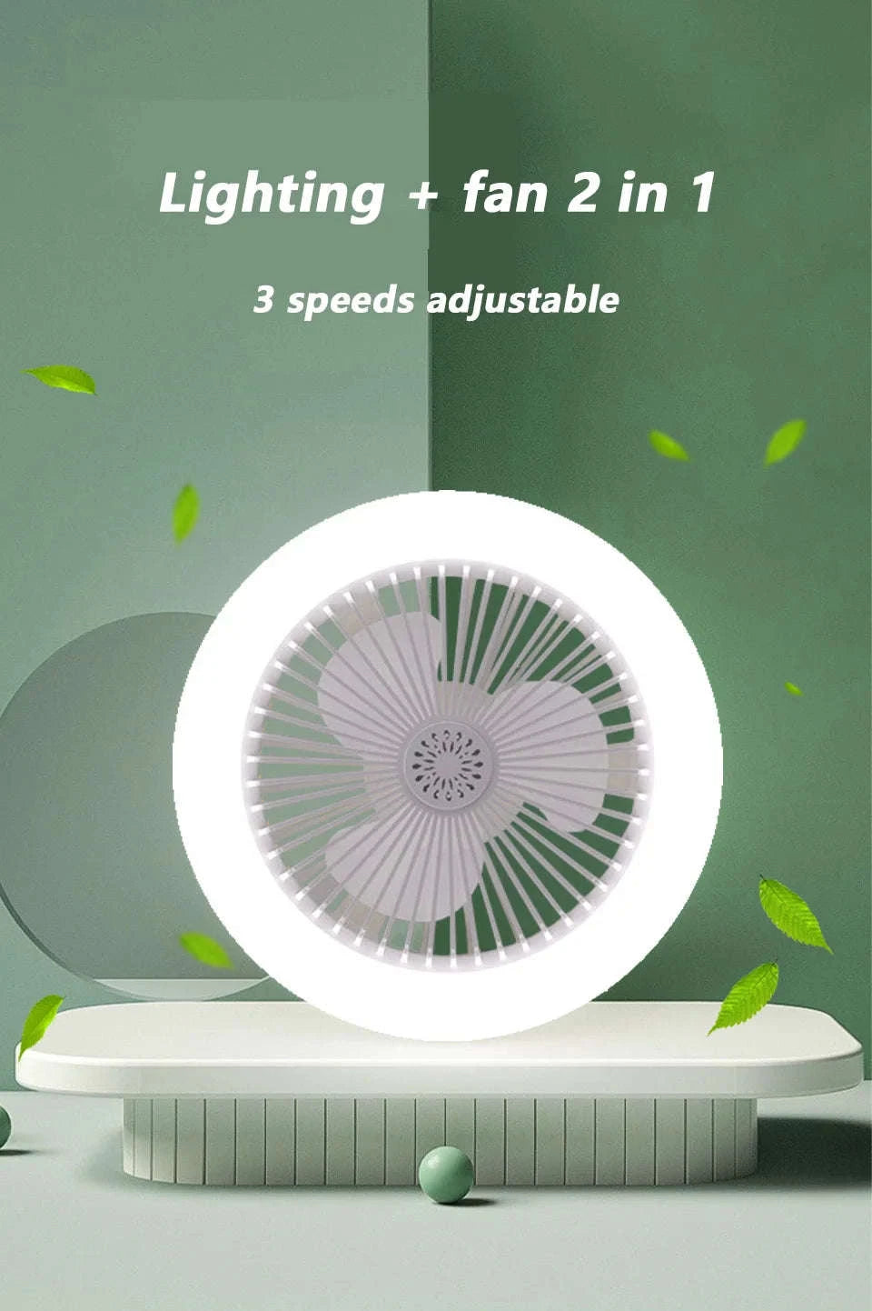 2-in-1 Ceiling Fan Lamp with Adjustable Speeds and Dimmable LED-L0693-19CM-U