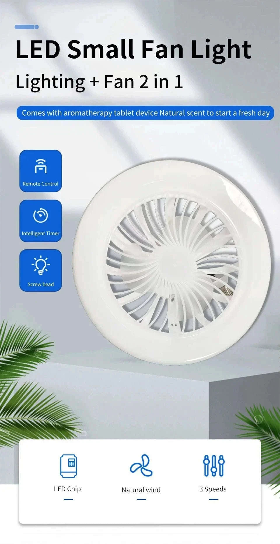 2-in-1 Ceiling Fan Lamp with Dimmable LED and Remote-L0693-19CM-F