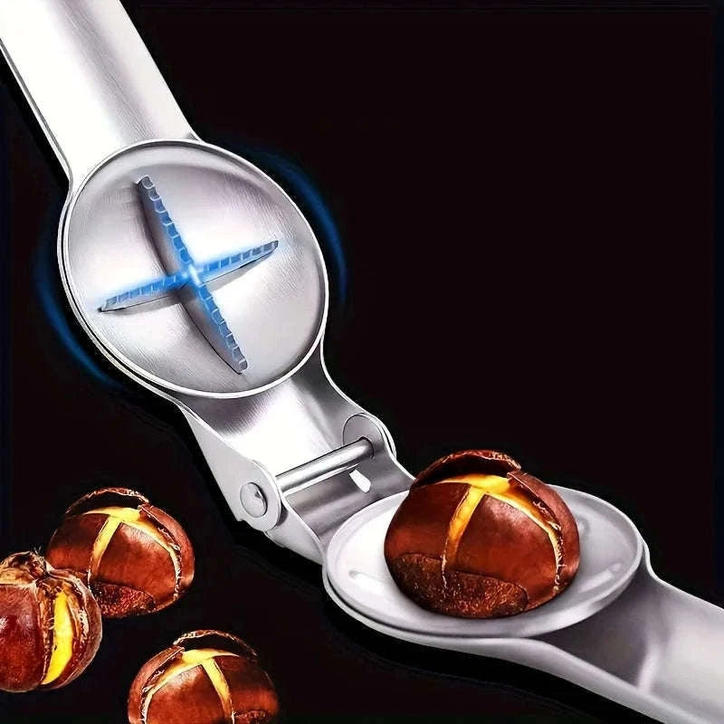 2-in-1 Chestnut Opener Machine and Walnut Cracker Tool-Silver