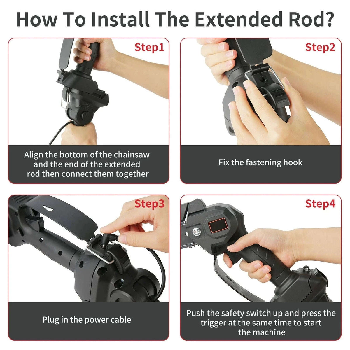 2-in-1 Cordless Pole Chainsaw with 2.25m Reach-2 pcs batteries / EU / france