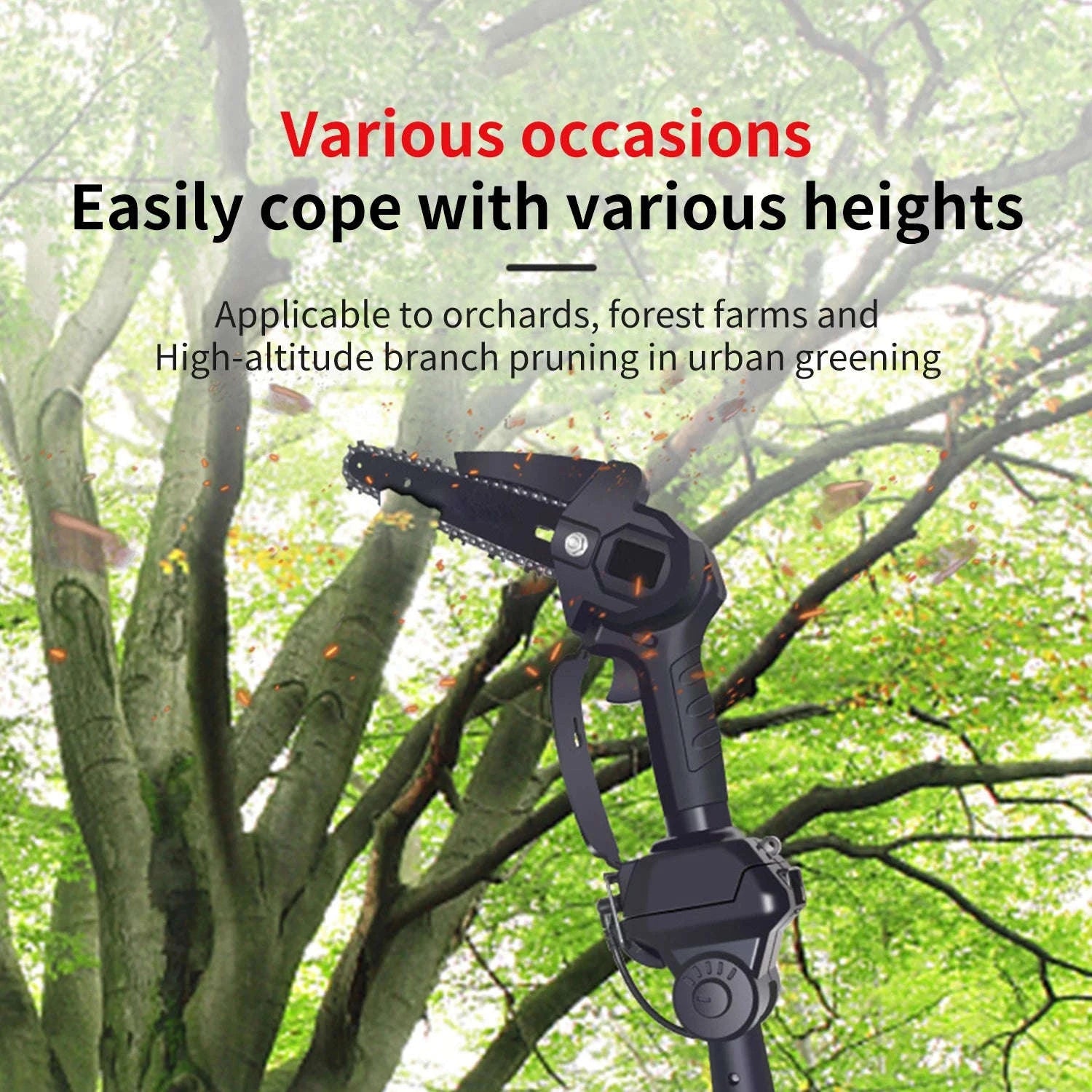 2-in-1 Cordless Pole Chainsaw with 2.25m Reach for Tree Pruning-2 pcs batteries / EU / france