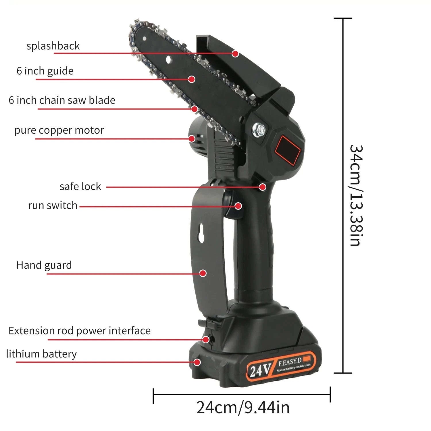 2-in-1 Cordless Pole Chainsaw with 2.25m Reach for Tree Pruning-2 pcs batteries / EU / france