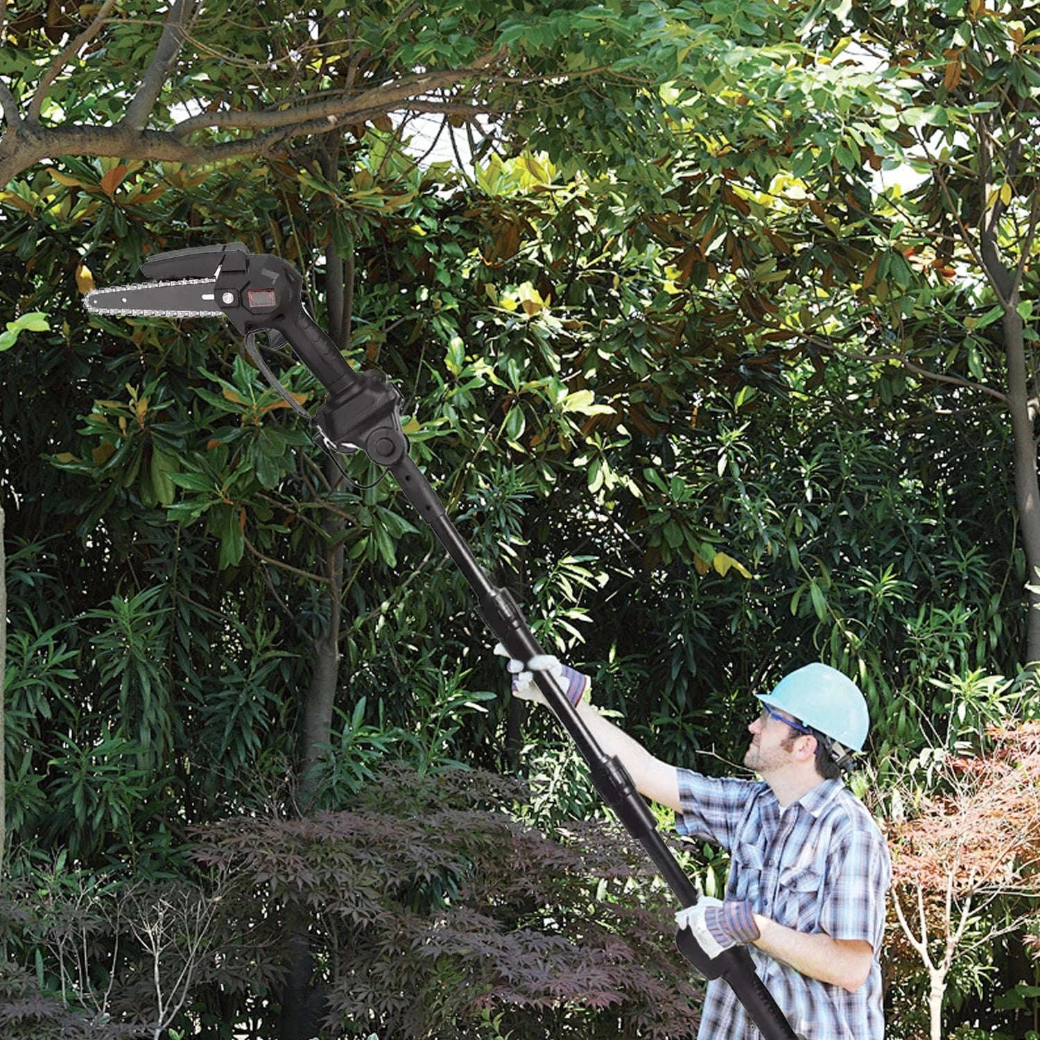 2-in-1 Cordless Pole Chainsaw with 2.25m Reach for Tree Pruning-2 pcs batteries / EU / france