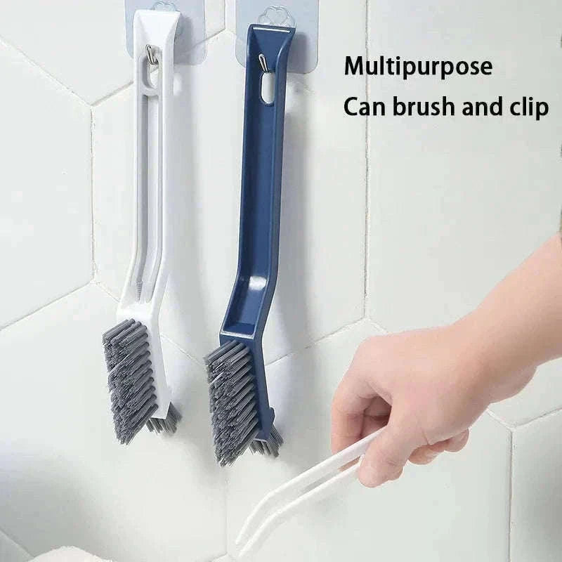 2-in-1 Corner Cleaning Brush for Tiles, Gaps and Tracks-Blue