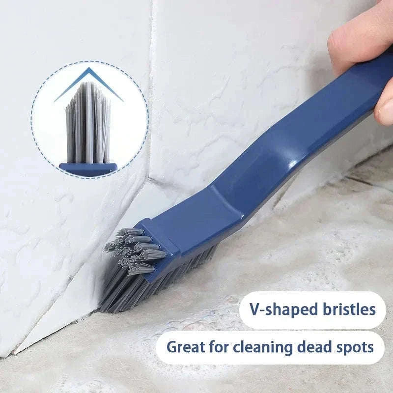2-in-1 Corner Cleaning Brush for Tiles, Gaps and Tracks-Blue