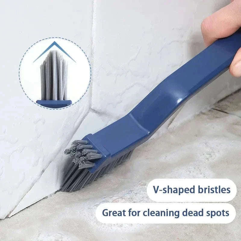 2-in-1 Corner Cleaning Brush for Tiles, Gaps and Tracks-Blue