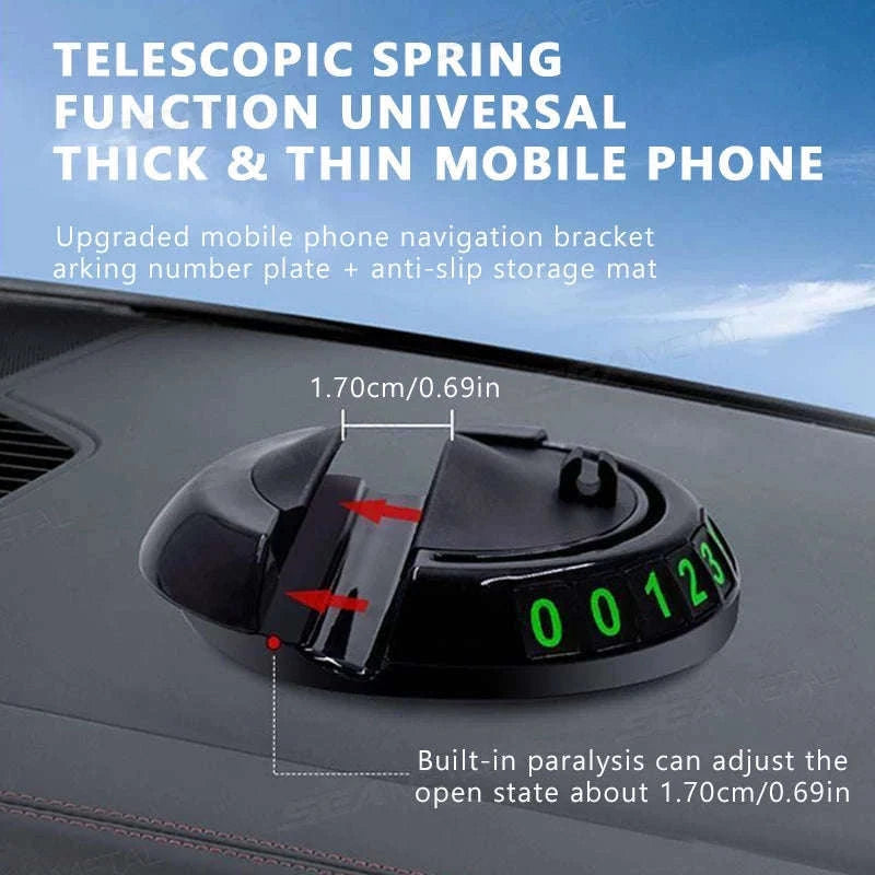 2-in-1 Dashboard Anti-Slip Mat with 360-Degree Rotating Phone Holder-Black gray