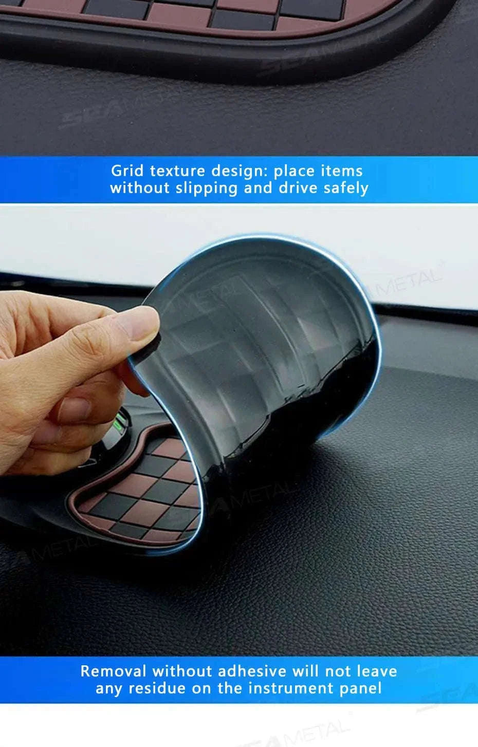 2-in-1 Dashboard Anti-Slip Mat with 360-Degree Rotating Phone Holder-Black gray