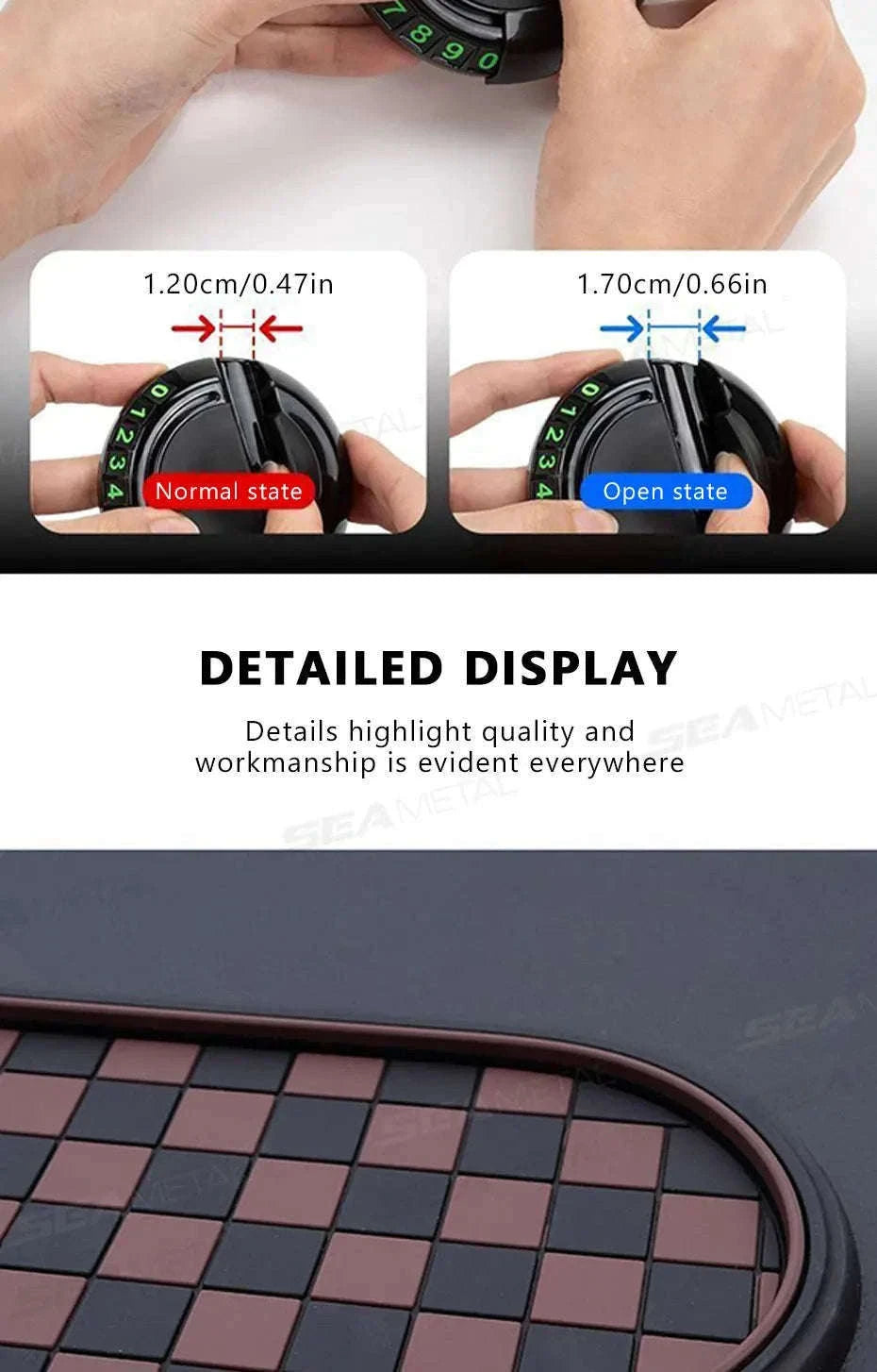 2-in-1 Dashboard Anti-Slip Mat with 360-Degree Rotating Phone Holder-Black gray