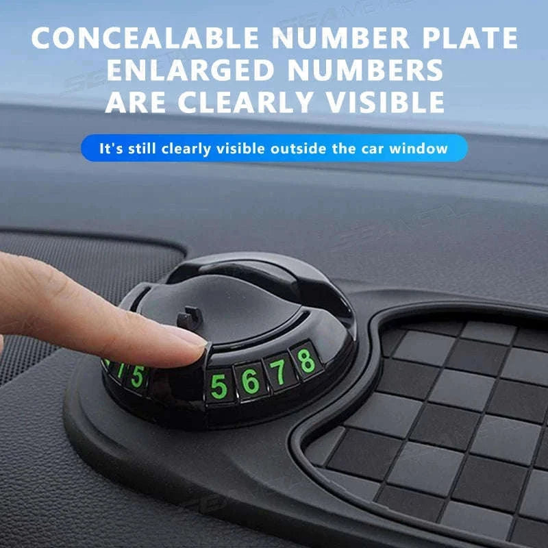 2-in-1 Dashboard Anti-Slip Mat with 360-Degree Rotating Phone Holder-Black gray