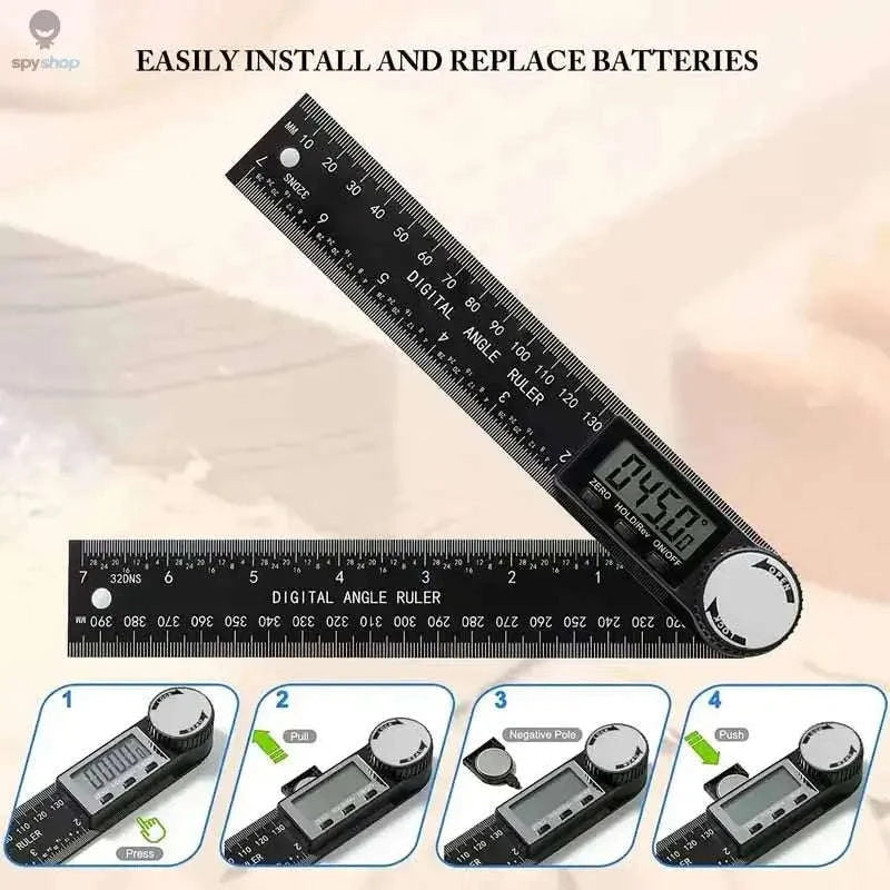2-in-1 Digital Angle Detector & Ruler-White