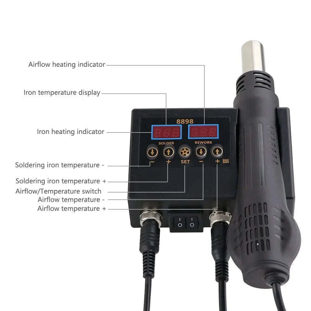 2‑in‑1 Digital Soldering & Hot Air Rework Station-Complex Version / 110V US Plug