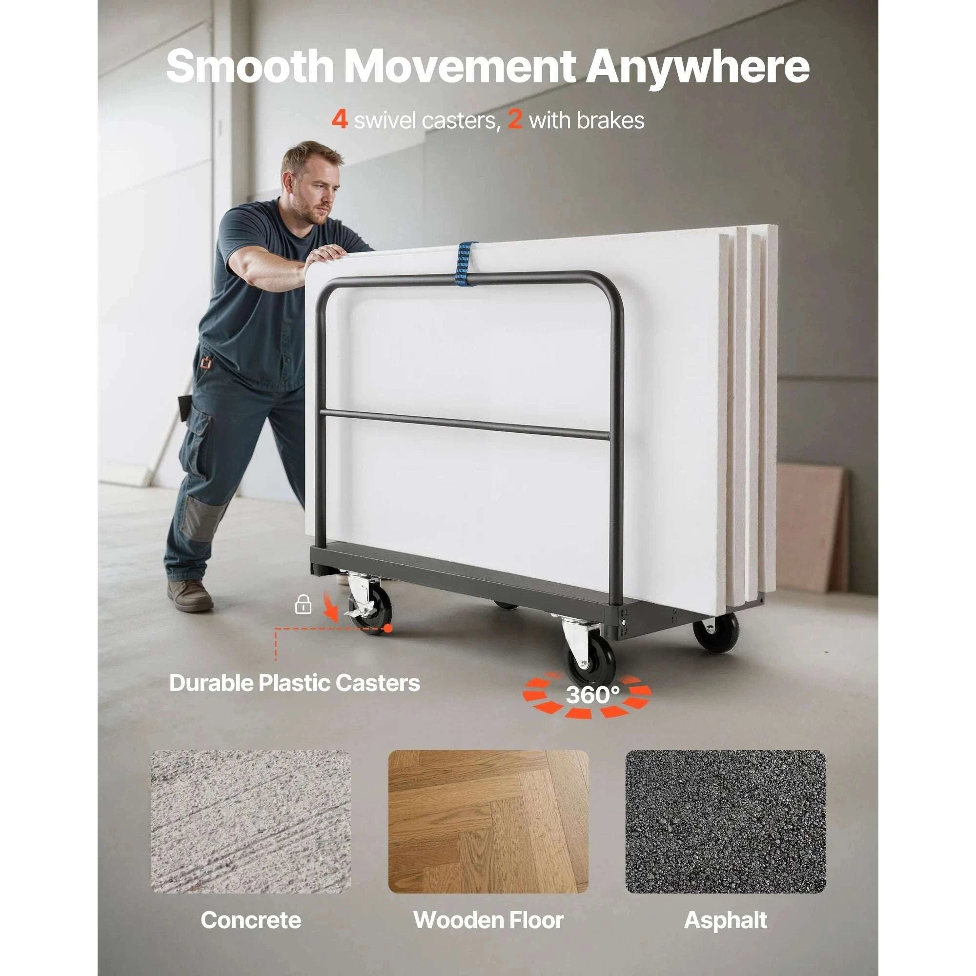 2-in-1 Drywall Cart Dolly 1800 lbs Steel Panel Truck 36x24 Platform-1800 lbs / United States