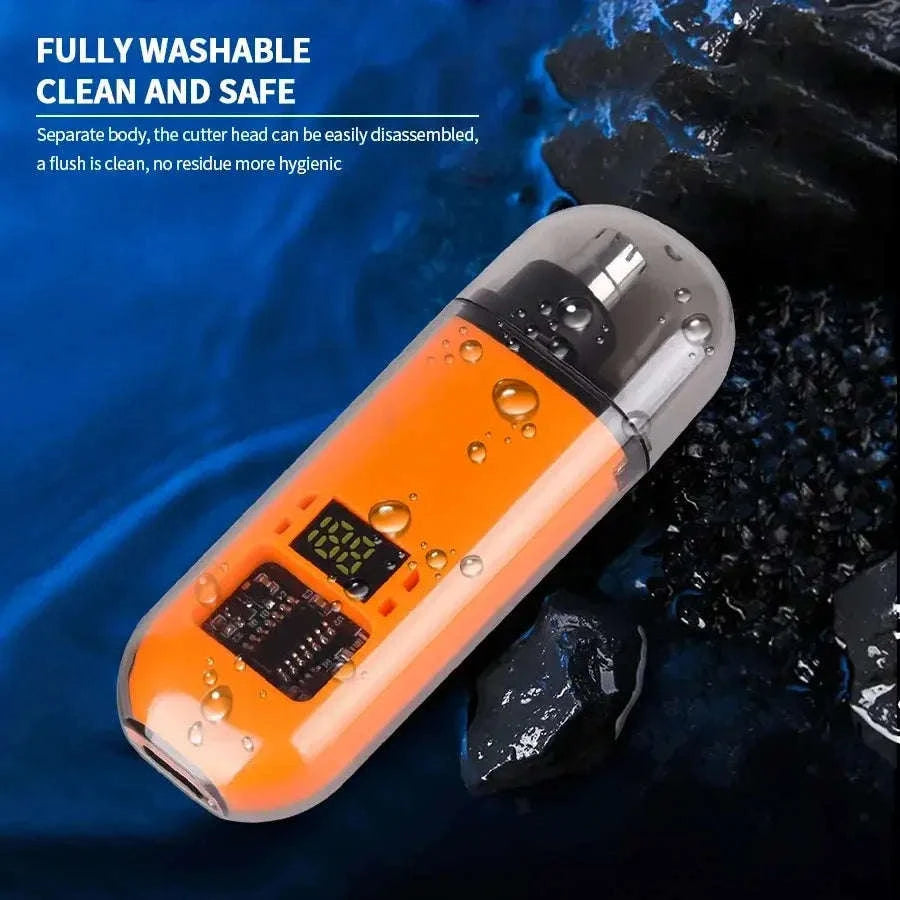 2‑in‑1 Electric Ear & Nose Hair Trimmer – Compact, Washable, Precision Grooming-orange