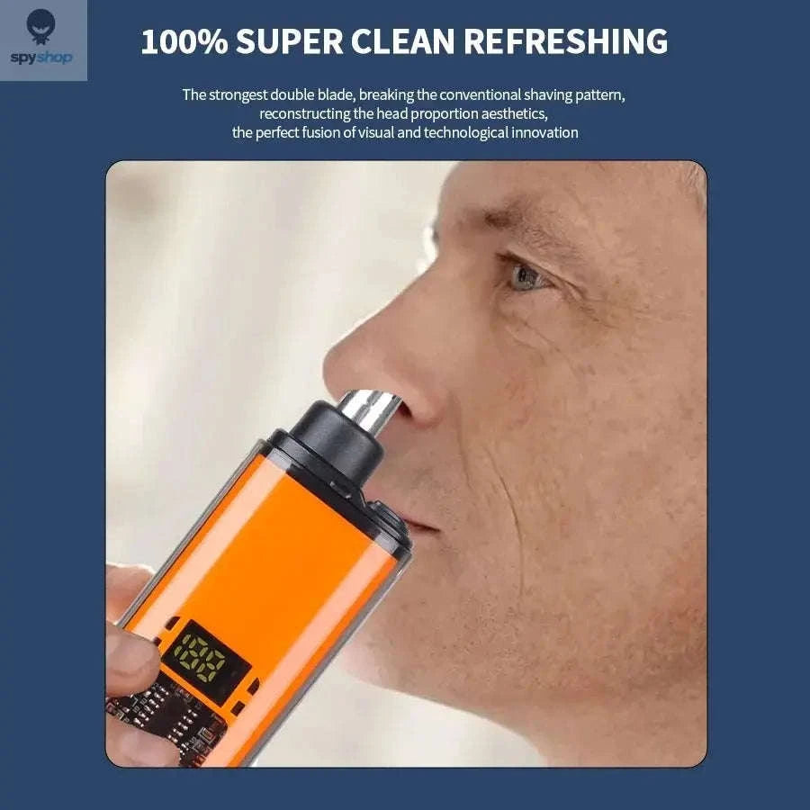 2‑in‑1 Electric Ear & Nose Hair Trimmer – Compact, Washable, Precision Grooming-orange