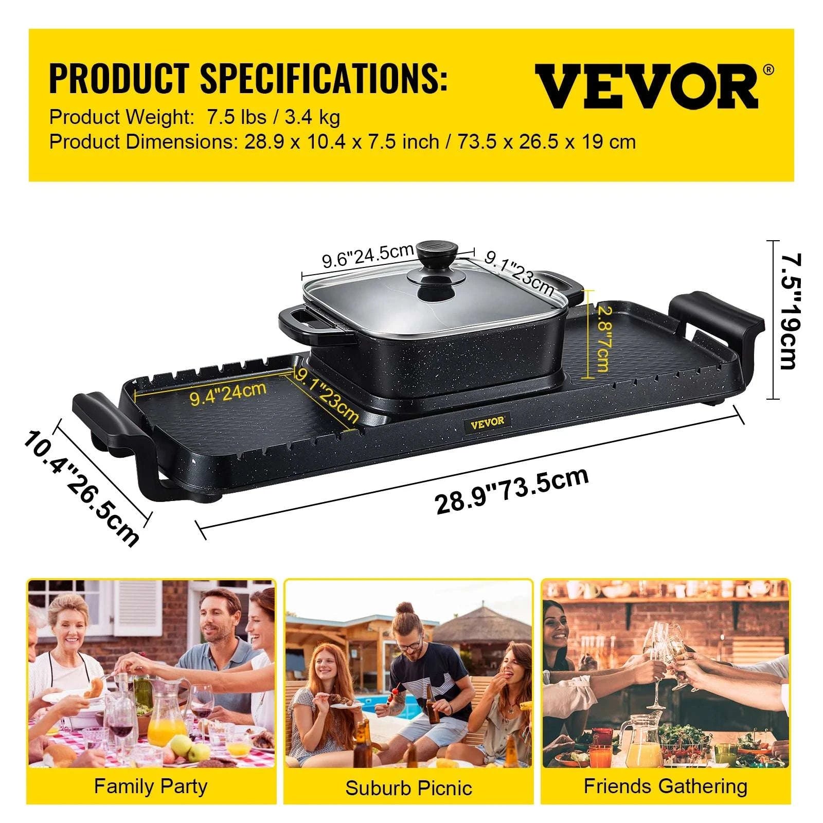 2-in-1 Electric Hot Pot Grill with Dual Temperature Control-United States