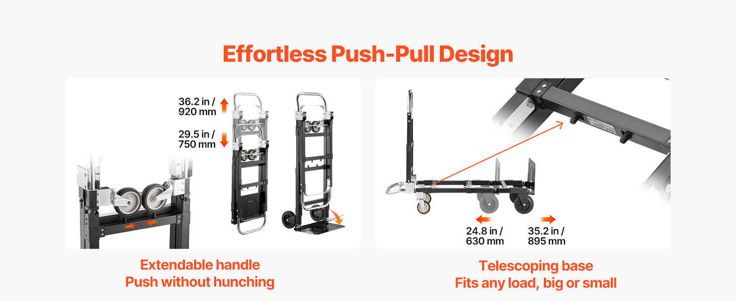 2-in-1 Folding Hand Truck 500 lb Capacity-500lbs / Canada