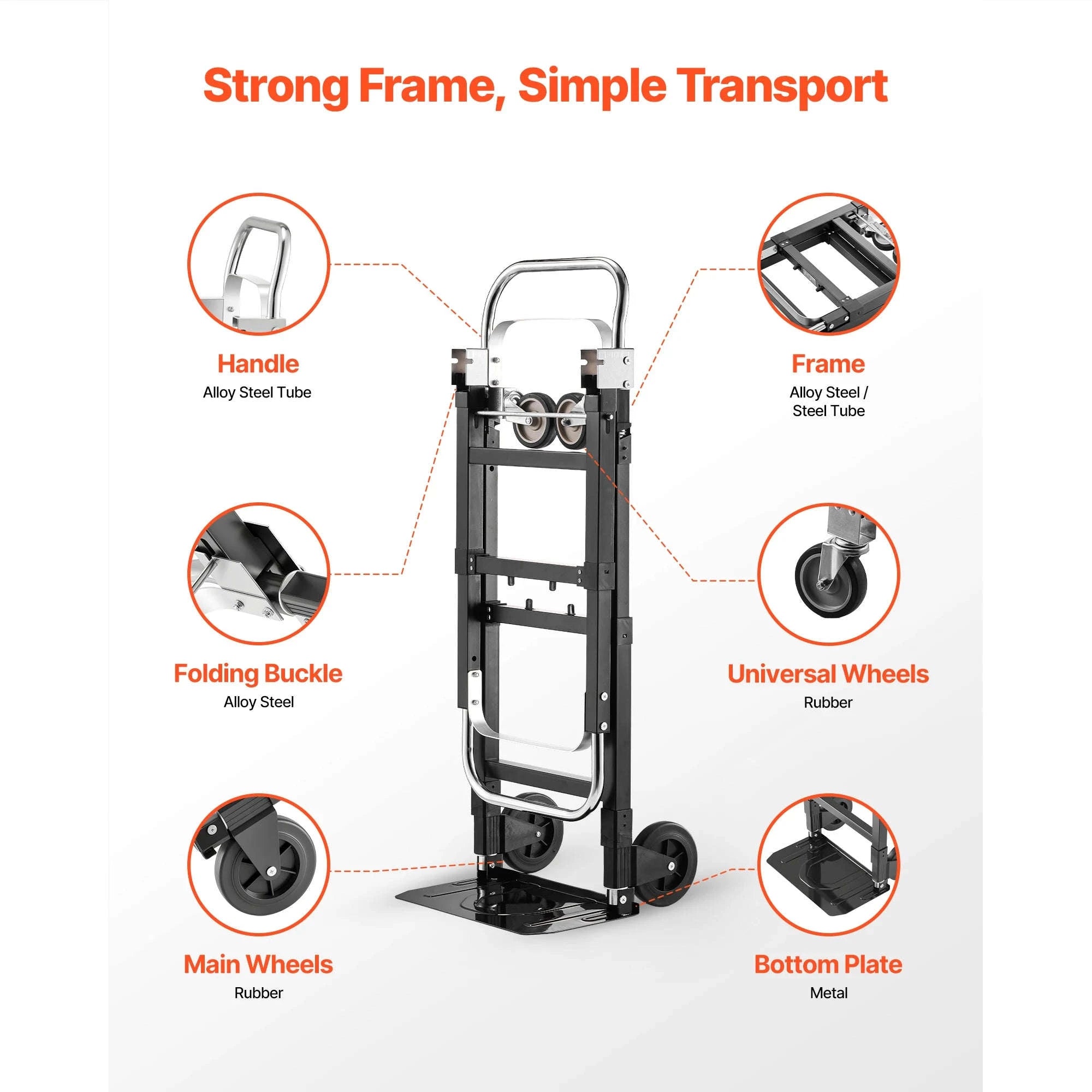 2-in-1 Folding Hand Truck 500 lb Capacity-500lbs / Canada