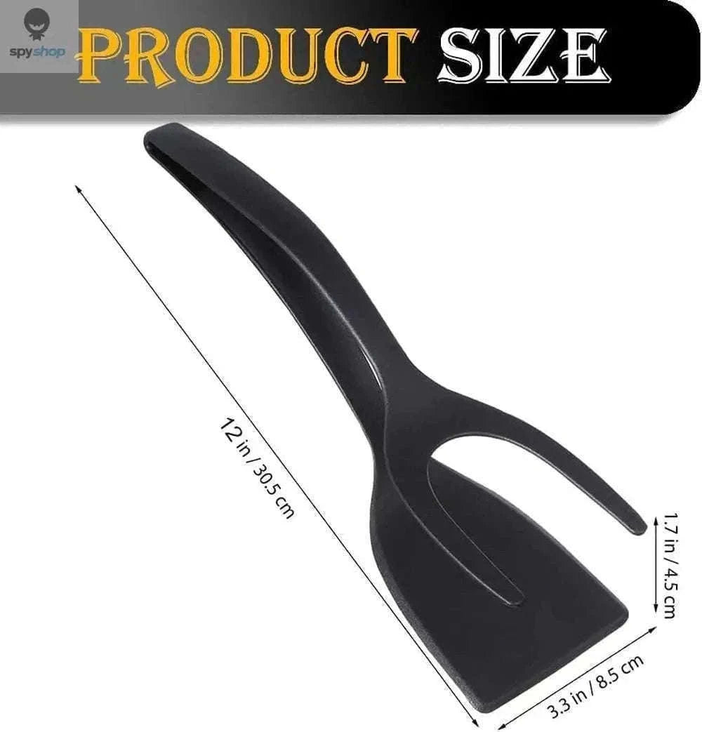 2-in-1 Grip and Flip Spatula Tongs for Easy, Steady Cooking-Red