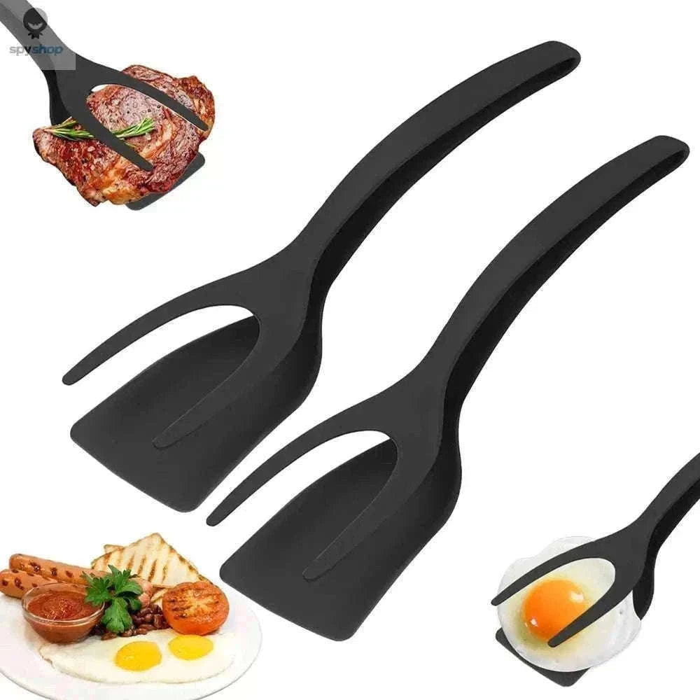 2-in-1 Grip and Flip Spatula Tongs for Easy, Steady Cooking-Red