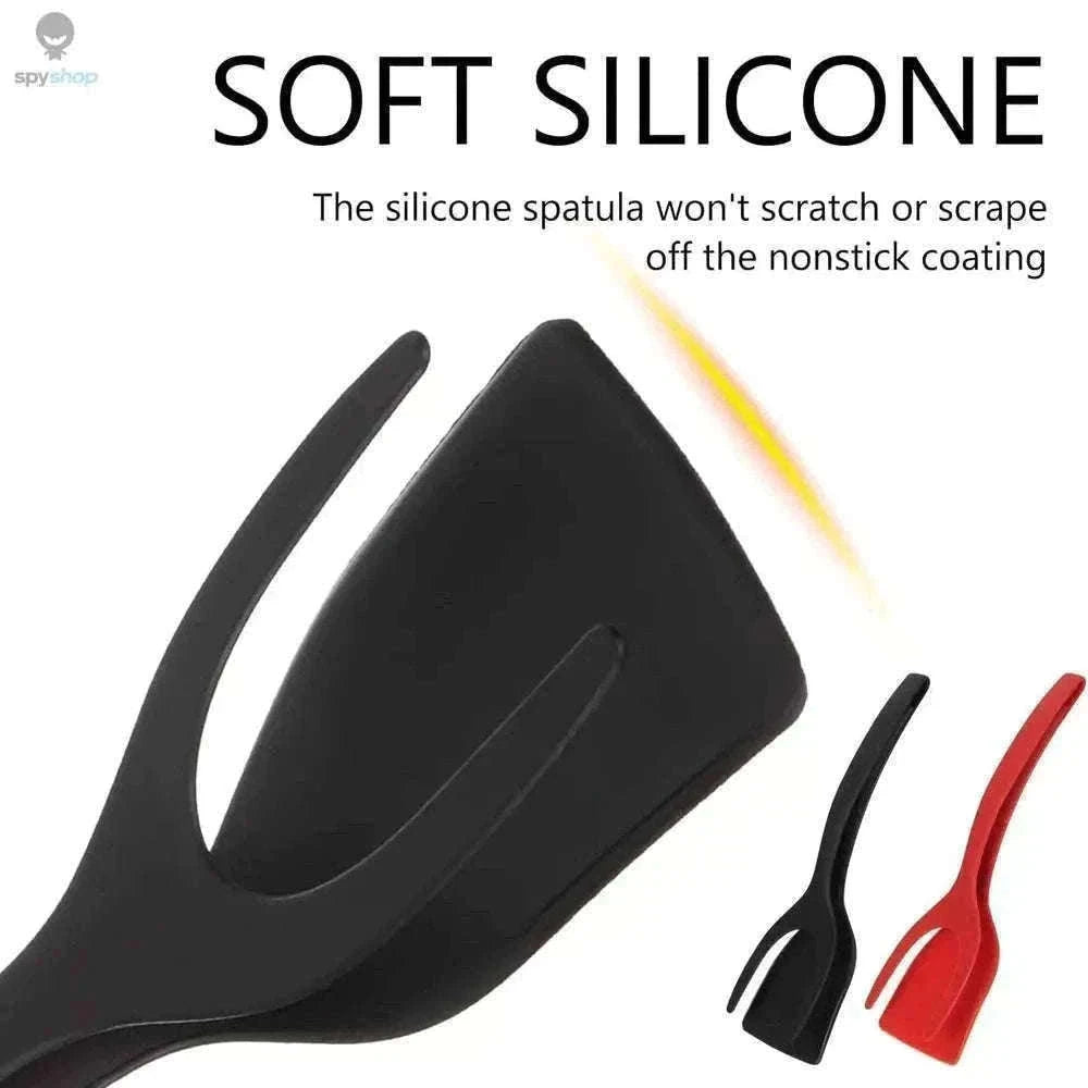 2-in-1 Grip and Flip Spatula Tongs for Easy, Steady Cooking-Red