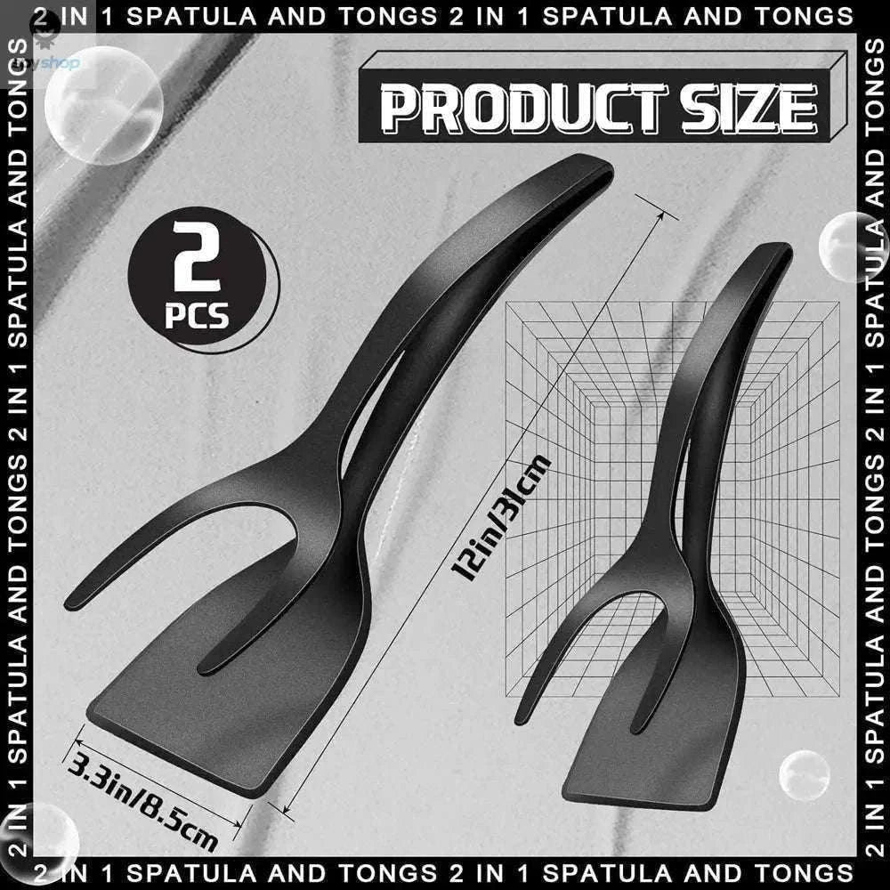 2-in-1 Grip and Flip Spatula Tongs for Easy, Steady Cooking-Red