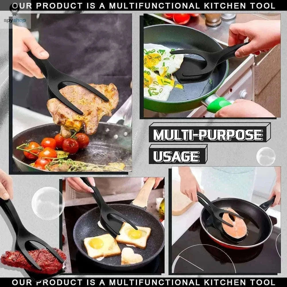 2-in-1 Grip and Flip Spatula Tongs for Easy, Steady Cooking-Red
