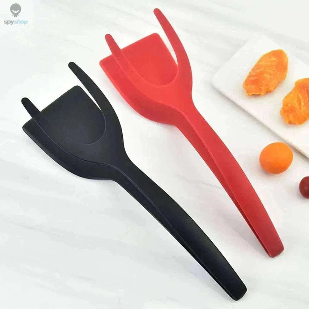 2-in-1 Grip and Flip Spatula Tongs for Easy, Steady Cooking-Red