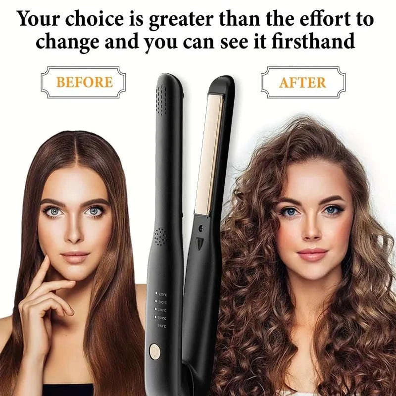 2-in-1 Mini Hair Straightener & Curler for Travel Styling-black / US / China Mainland