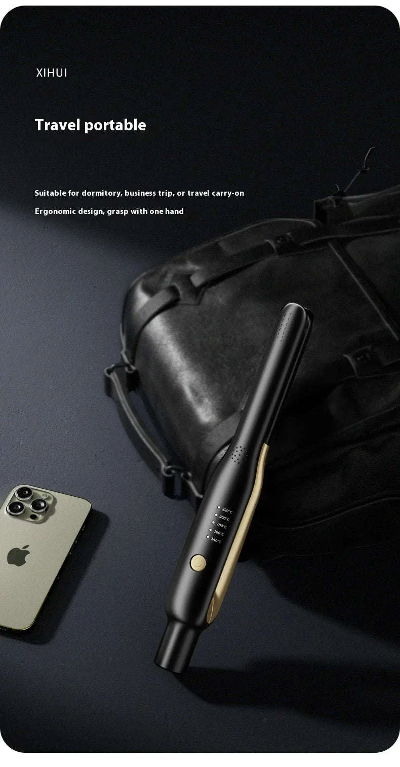 2-in-1 Mini Hair Straightener & Curler for Travel Styling-black / US / China Mainland
