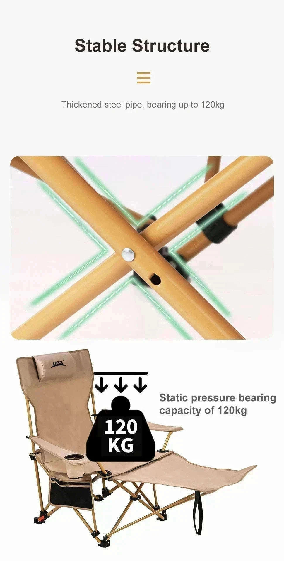 2-in-1 Reclining Camping Chair with Footrest and Storage-Khaki