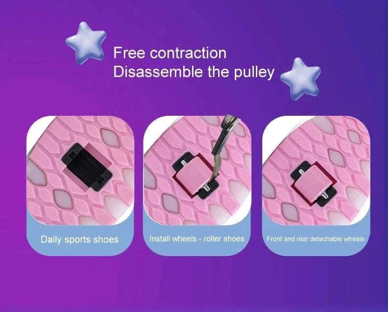 2-in-1 Roller Sneakers with Hidden Wheels for Kids and Adults-Rose / 27
