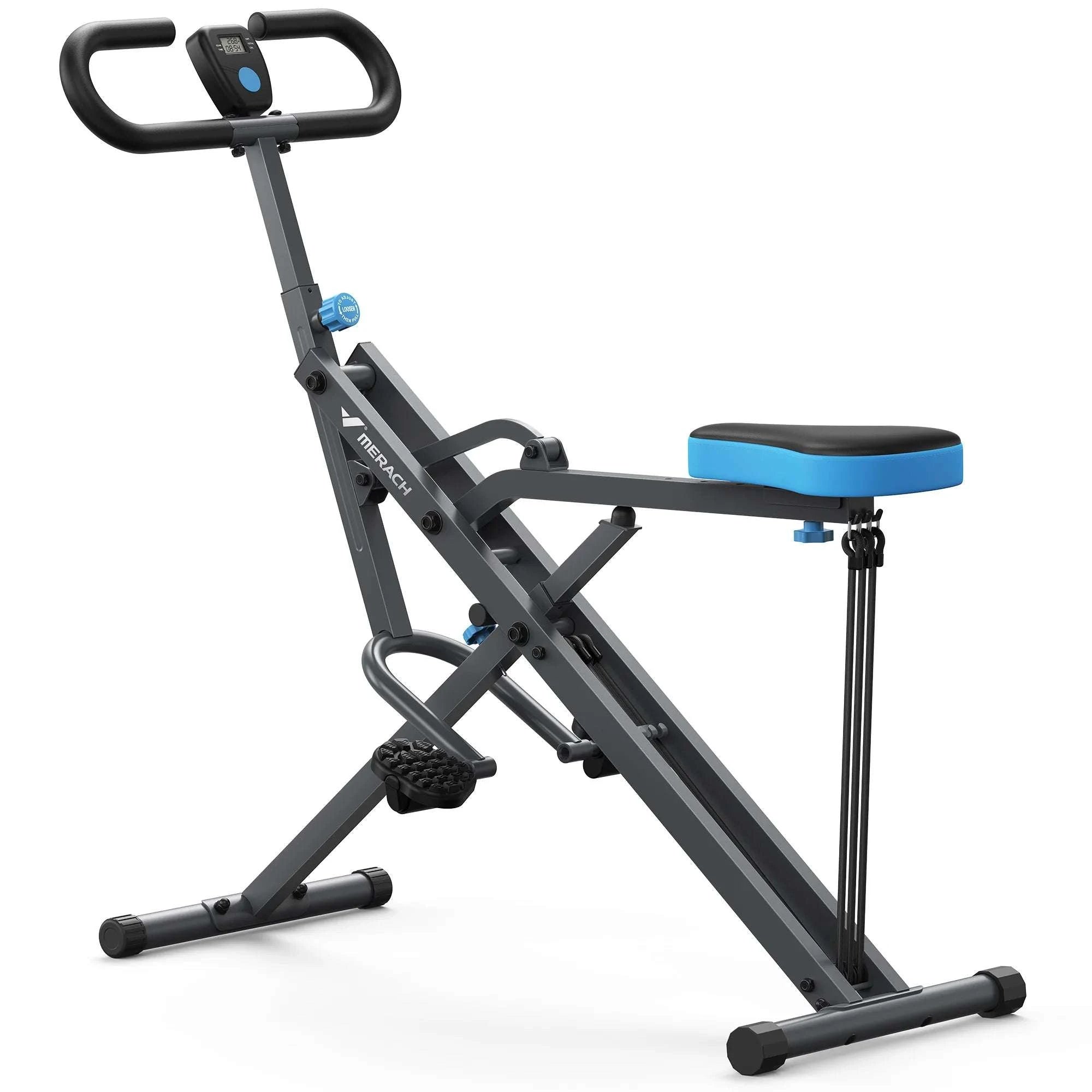 2-in-1 Squat and Rowing Machine Foldable Home Gym Trainer-