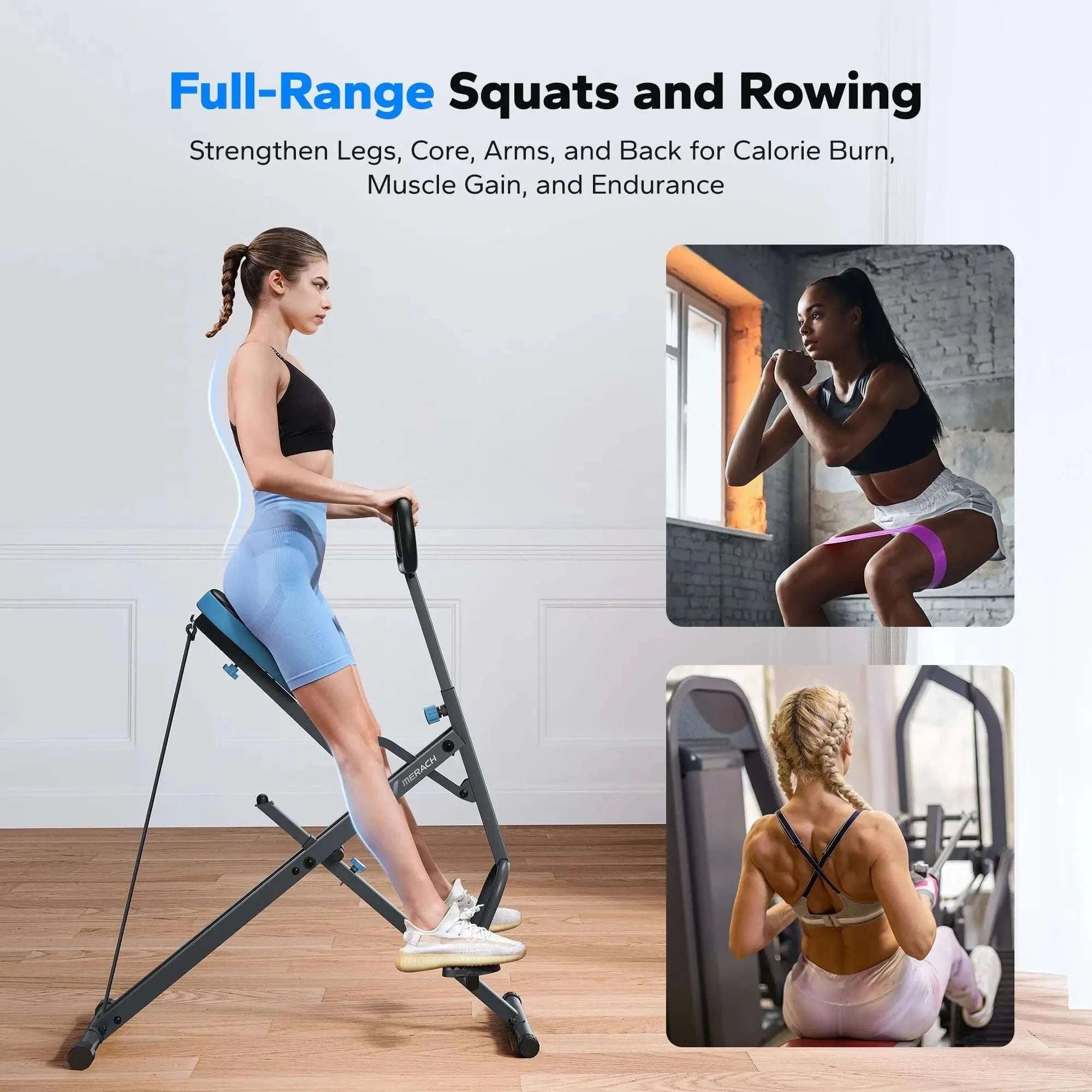 2-in-1 Squat and Rowing Machine Foldable Home Gym Trainer-R07WZ / United States