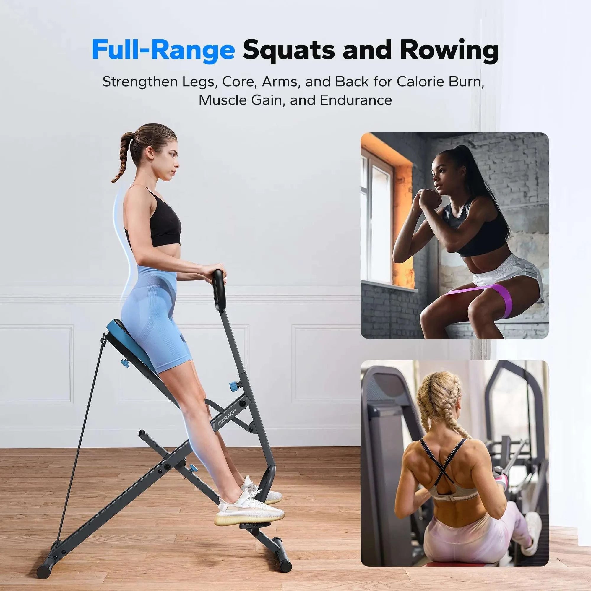 2-in-1 Squat and Rowing Machine Foldable Home Gym Trainer-R07WZ / United States