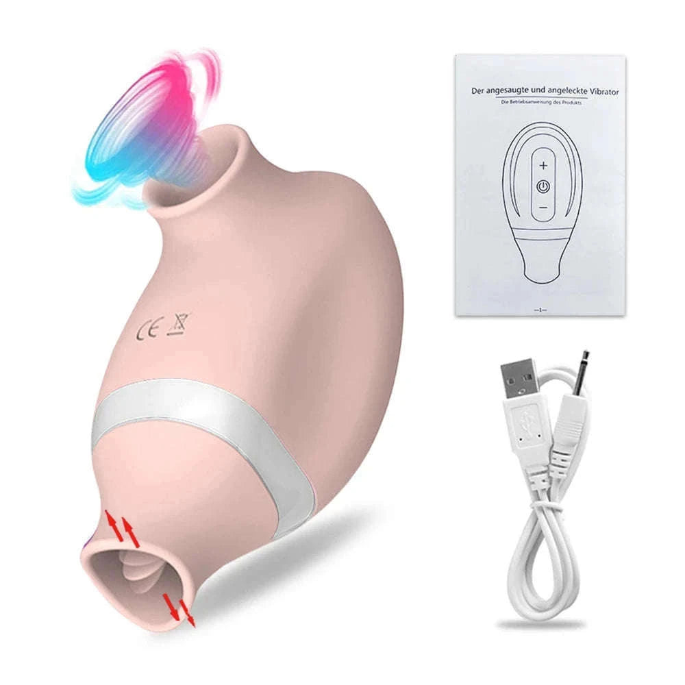 2-in-1 Sucking Licking Vibrator for Intimate Pleasure-GM02-PU / China Mainland