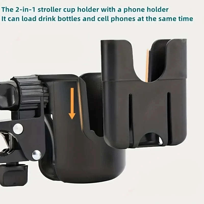 2-in-1 Universal Stroller Cup Holder With Phone Mount-Pink