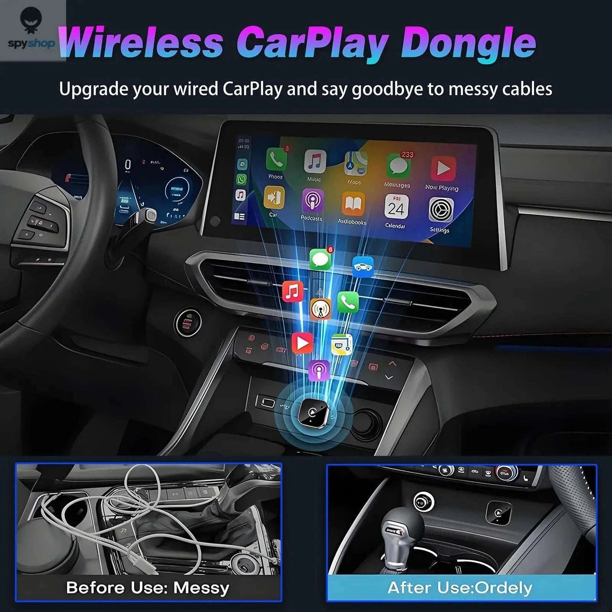 2-in-1 Wireless CarPlay Adapter for Plug-and-Play Driving-Adapter
