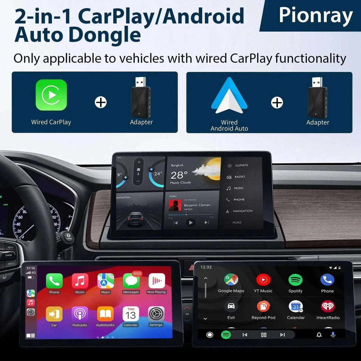 2-in-1 Wireless CarPlay Adapter for Plug-and-Play Driving-Adapter