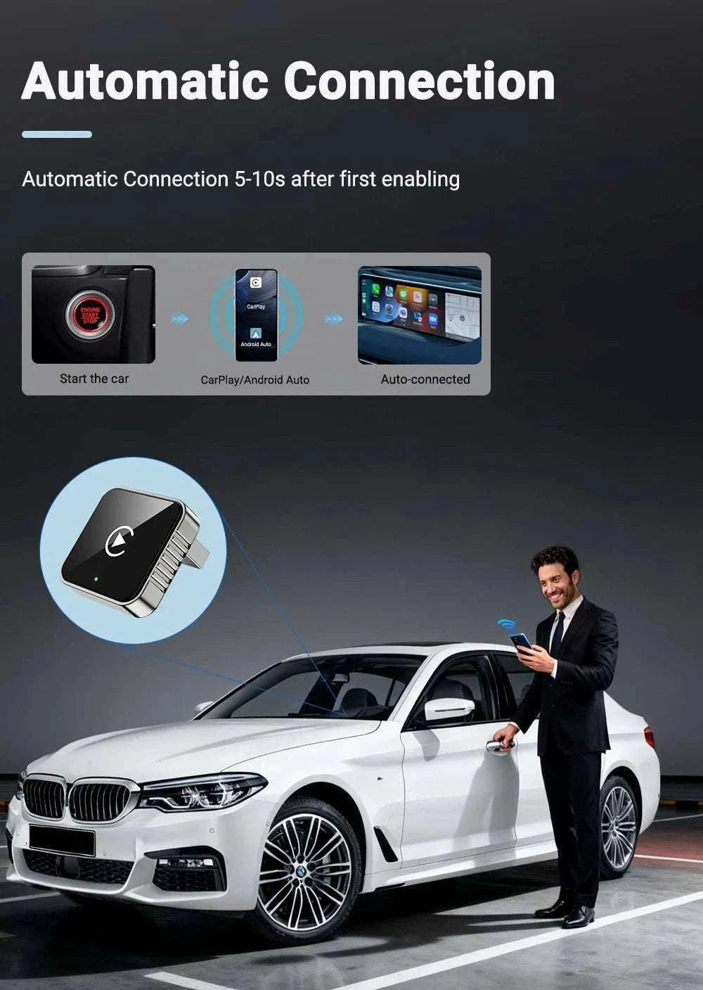 2-in-1 Wireless CarPlay Android Auto Adapter-