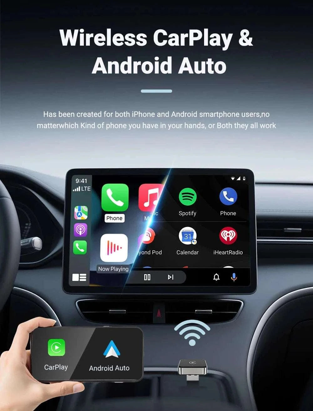 2-in-1 Wireless CarPlay Android Auto Adapter-