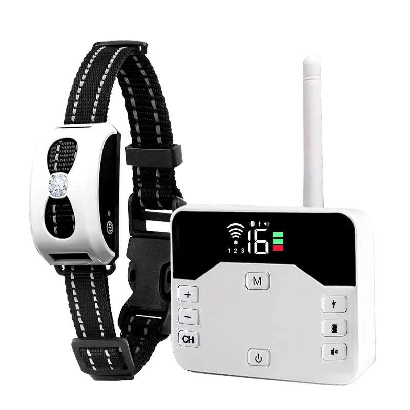 2-in-1 Wireless Dog Fence & Training Collar with Remote Control-For 3 Dogs